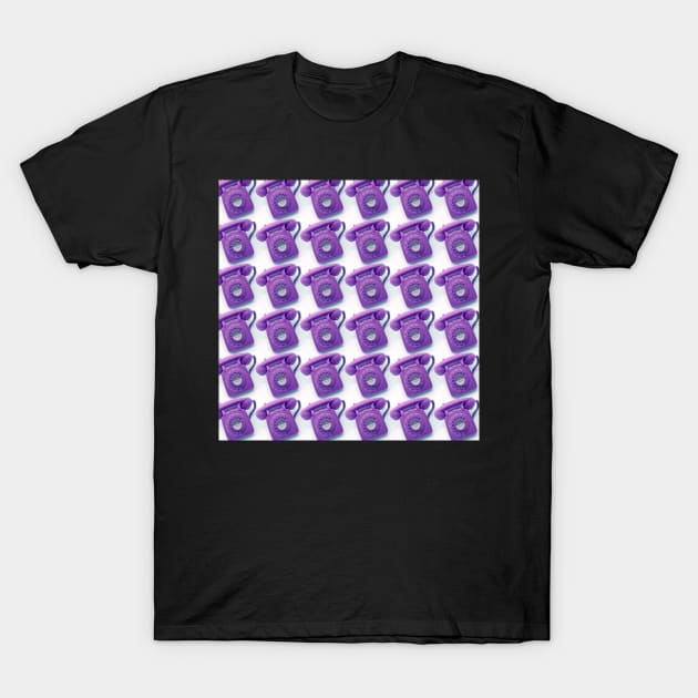 Purple vintage telephone pattern T-Shirt by bettyretro